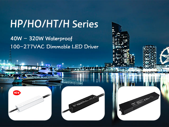 HP&HO&HT&H-Serie: Silberfarbener, wasserdichter, dimmbarer LED-Treiber mit breitem Ausgang